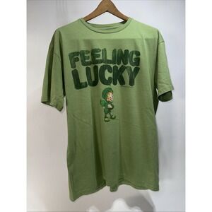 FEELING LUCKY Leprechaun Lucky Charms Green T Shirt Size XL St Patrick's Day